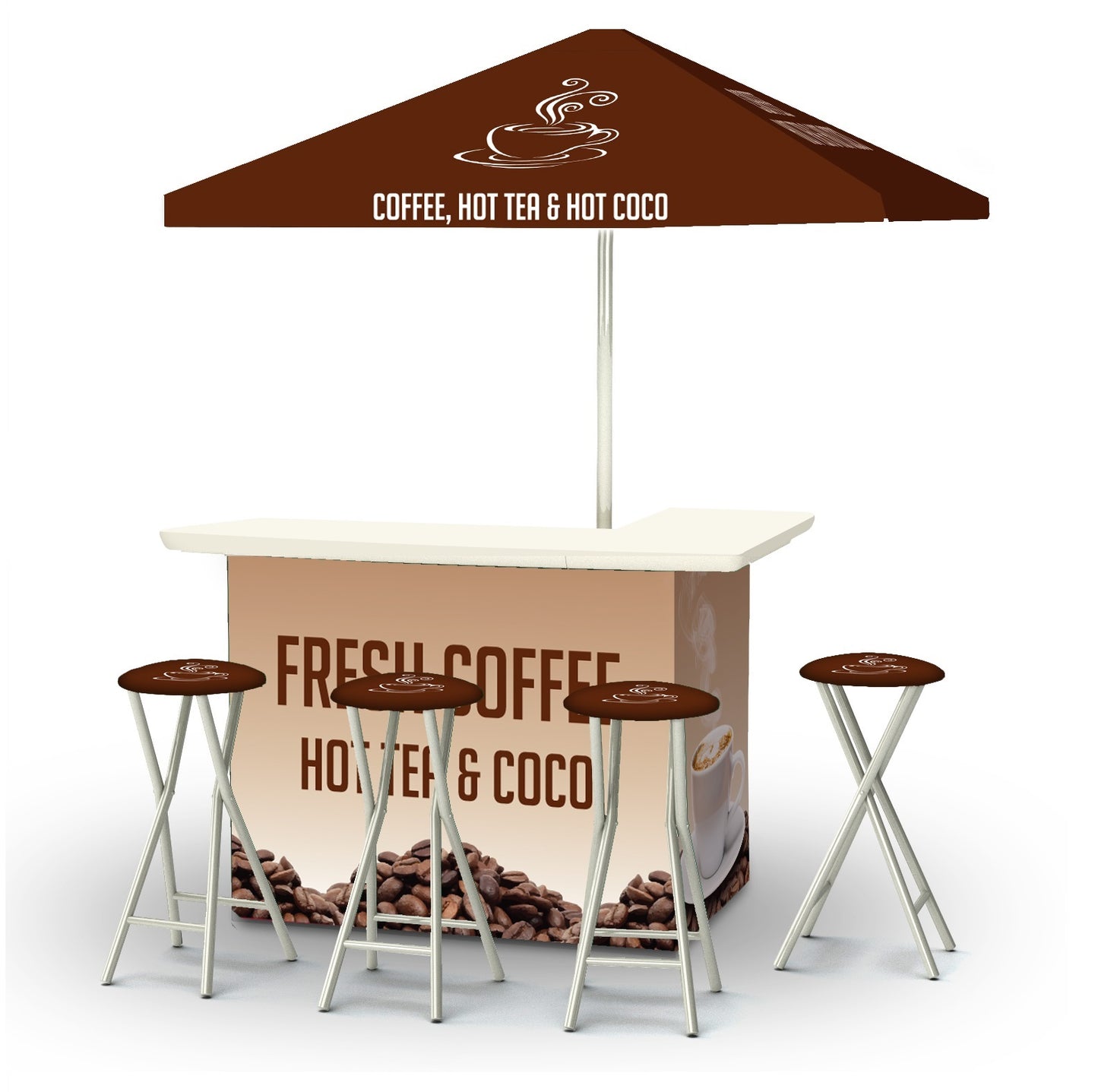 Coffee Bar Brown Portable Pop-Up Bar